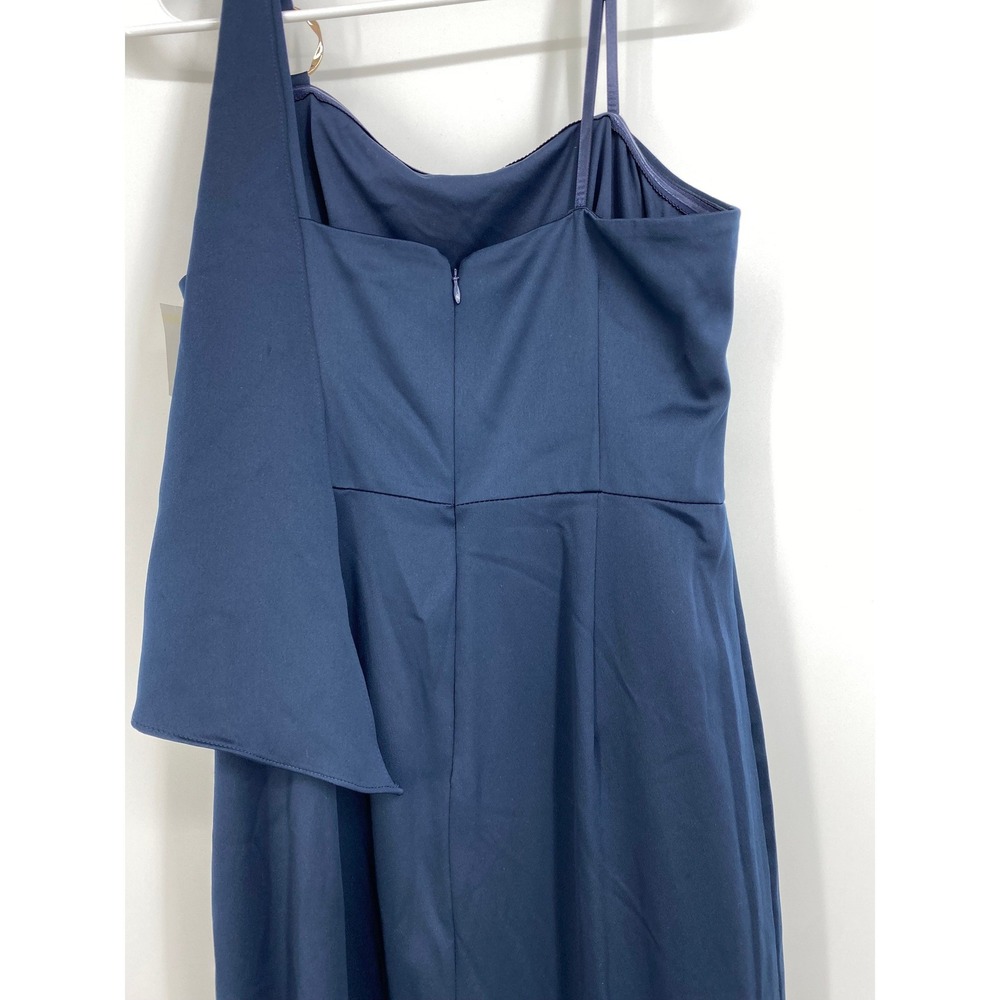 Adrianna‎ Papell One Shoulder Satin Crepe Dress Blue Size 6 - Picture 7 of 9